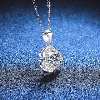 Fashion Luxury Jewelry 1Ct Round Cut Camellia Flower Pendant 925 Sterling Silver Moissanite Necklaces for Women