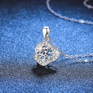 6.5mm Fashion Luxury Jewelry Round Cut Camellia Flower Pendant 925 Sterling Silver Zirconia Necklaces for Women