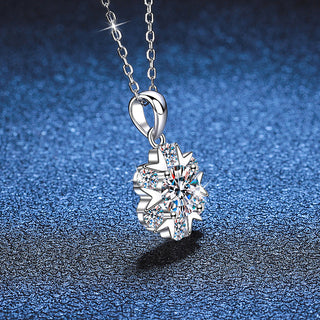 Fashion Luxury Jewelry 1Ct Round Cut D Grade VVS1 Snowflake Pendant 925 Sterling Silver Moissanite Necklaces for Women