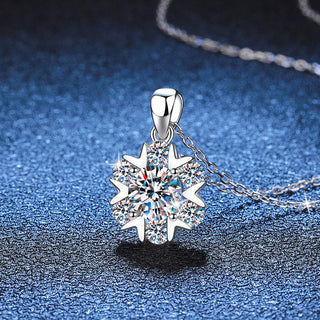 Fashion Luxury Jewelry 1Ct Round Cut D Grade VVS1 Snowflake Pendant 925 Sterling Silver Moissanite Necklaces for Women