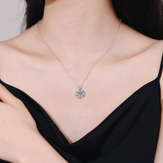 Fashion Luxury Jewelry 1Ct Round Cut D Grade VVS1 Snowflake Pendant 925 Sterling Silver Moissanite Necklaces for Women