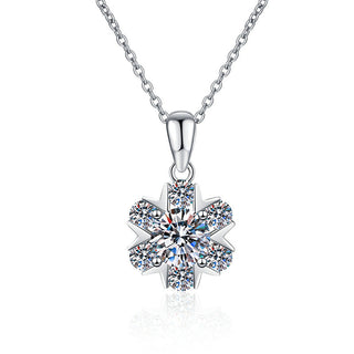 Fashion Luxury Jewelry 1Ct Round Cut D Grade VVS1 Snowflake Pendant 925 Sterling Silver Moissanite Necklaces for Women