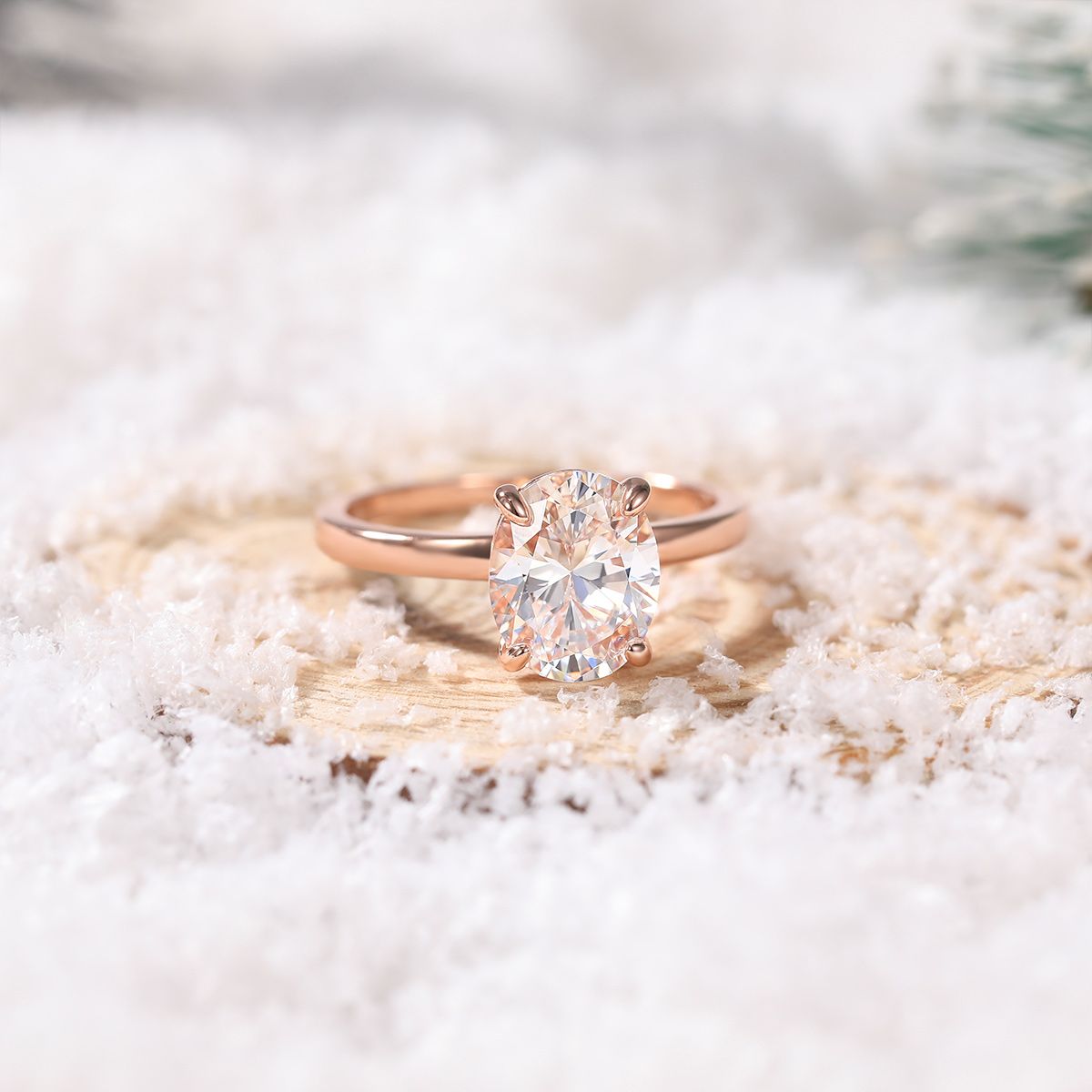 3ct Rose Gold 925 Sterling Silver Rings for Women Oval Cut Zirconia Engagement Band