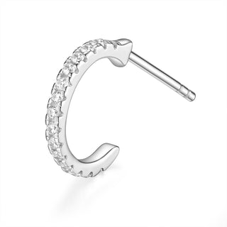 925 Sterling Silver Earrings Women CZ Cubic Zirconia Half Hoop Earrings Stud Fashion Jewelry Valentine's Day Present