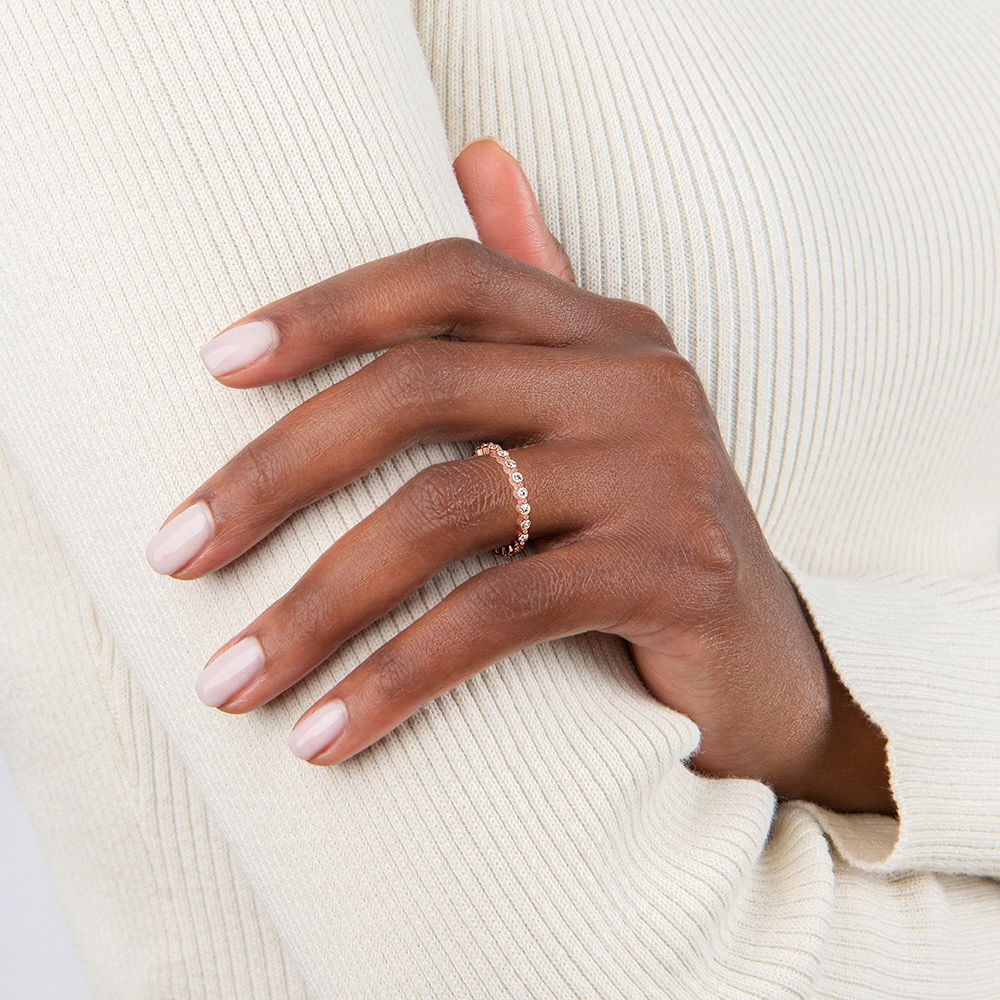 2mm Rose Gold 925 Sterling Silver Ring Women Cubic Zirconia Stackable Eternity Ring