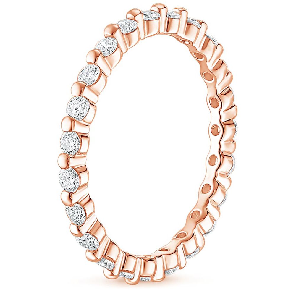 2mm Rose Gold 925 Sterling Silver Ring Women Cubic Zirconia Stackable Eternity Ring