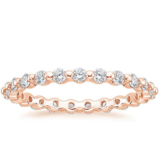2mm Rose Gold 925 Sterling Silver Ring Women Cubic Zirconia Stackable Eternity Ring