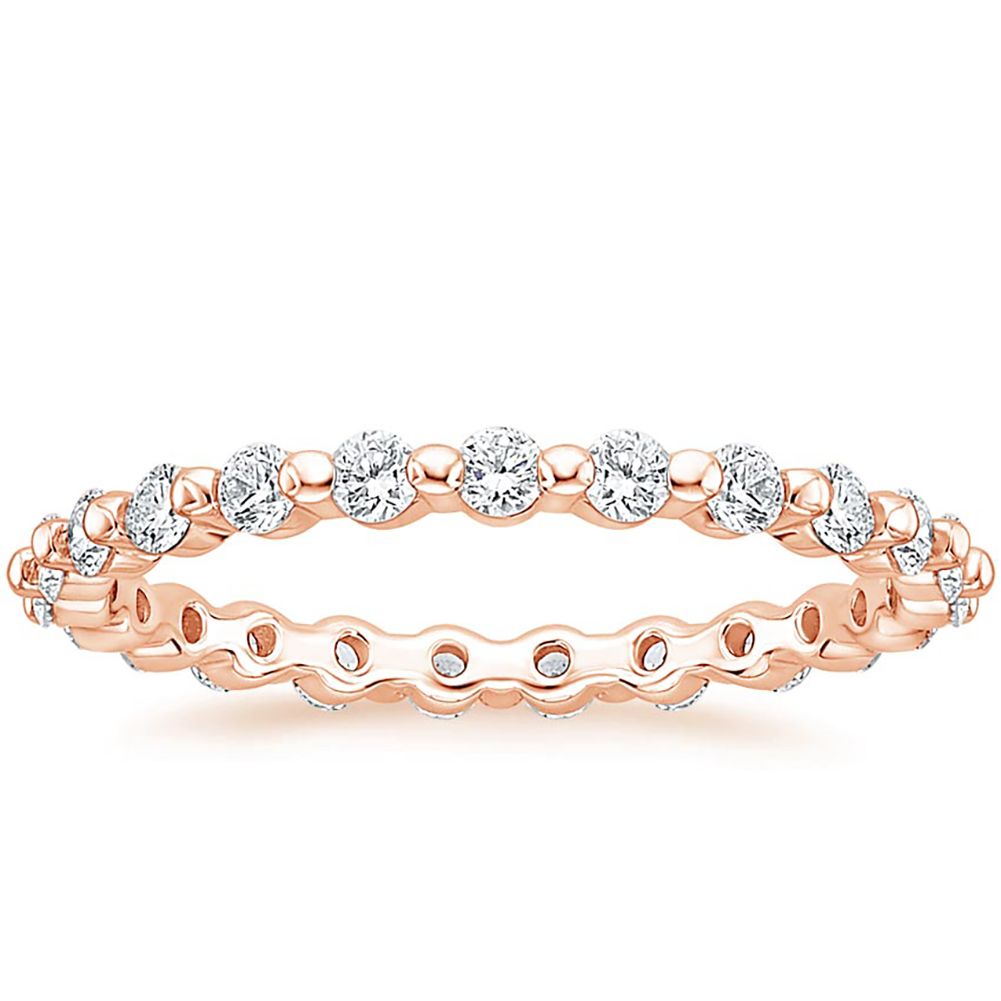 2mm Rose Gold 925 Sterling Silver Ring Women Cubic Zirconia Stackable Eternity Ring