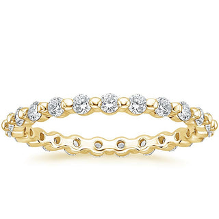 2mm 14K Gold Plated 925 Sterling Silver Ring Women Cubic Zirconia Stackable Eternity Ring