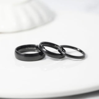 6mm Black Titanium Ring Dome High Polished Man Women Wedding Bands
