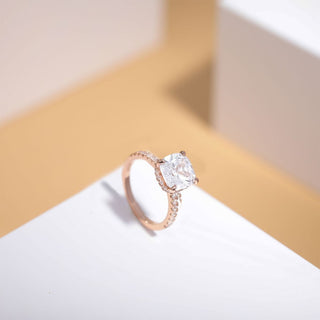 3.5Ct Rose Gold 925 Sterling Silver Rings Cushion Cut Cubic Zirconia CZ Women Engagement Bands
