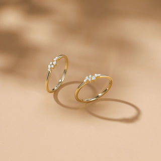 925 Sterling Silver Dainty Stackable Ring 14K Gold Plated CZ Women Eternity Rings