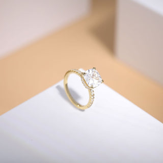 3.5Ct 14k Gold Plated 925 Sterling Silver Rings Cushion Cut Cubic Zirconia CZ Women Engagement Bands