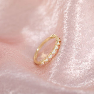 925 Sterling Silver Love Heart Ring 14K Gold Plated Women Stackable Cubic Zirconia Eternity Rings