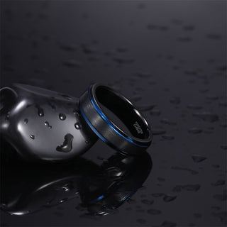 6mm Men Women Black Brushed Tungsten Carbide Ring Edge Blue Line Engagement Bands