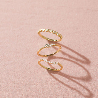 925 Sterling Silver 14K Gold Plated CZ Eternity Rings Women Curved Stackable Ring