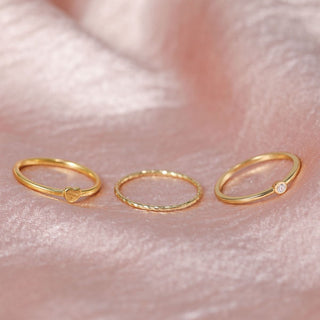 Thin 925 Sterling Silver Ring 14K Gold Plated CZ Stackable Women Wedding Bands
