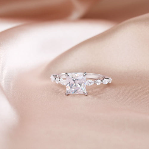 2ct 925 Sterling Silver Ring Women Princess Cut CZ Cubic Zirconia Engagement Rings
