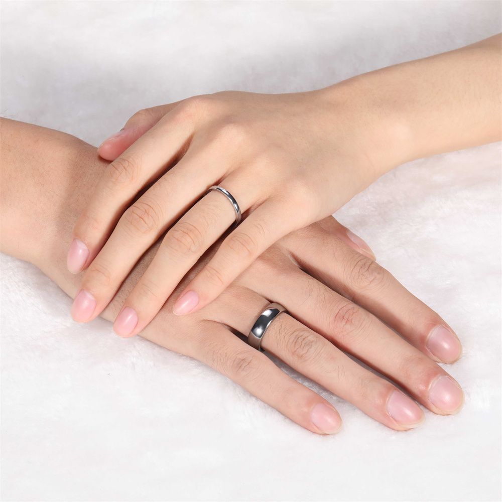 6mm High Polished Silver Color Tungsten Rings For Men Women Wedding Bands