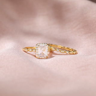 14K Gold Plated 2Ct 925 Sterling Silver Bridal Ring Sets Emerald Cut CZ Women Vintage Engagement Wedding Bands