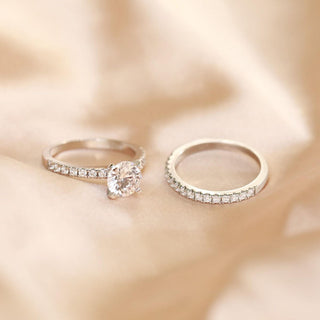 1.25CT 925 Sterling Silver Bridal Ring Sets Round CZ Women Promise Wedding Bands