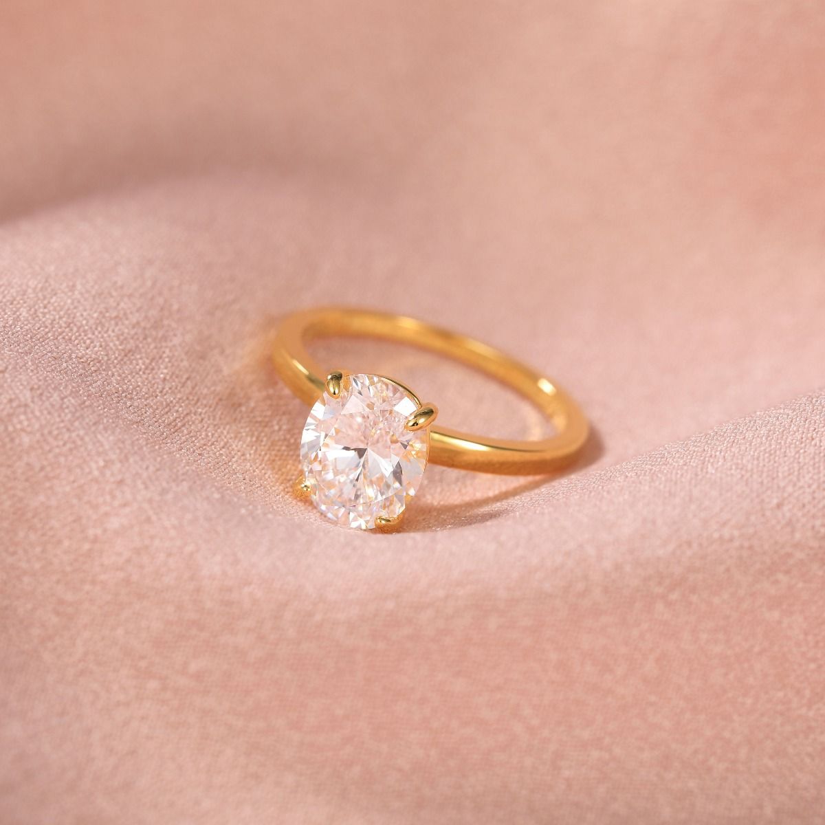 3ct 14k Gold Plated 925 Sterling Silver Rings Oval Cut Zirconia Diamond Solitaire Women Engagement Bands