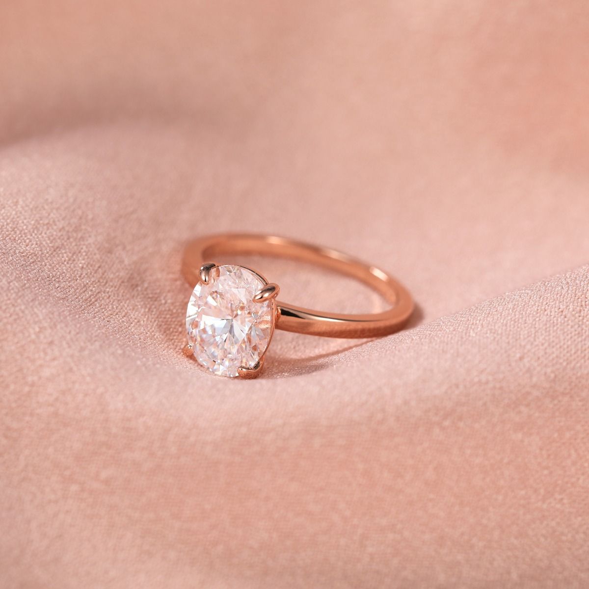 3ct Rose Gold 925 Sterling Silver Rings for Women Oval Cut Zirconia Engagement Band