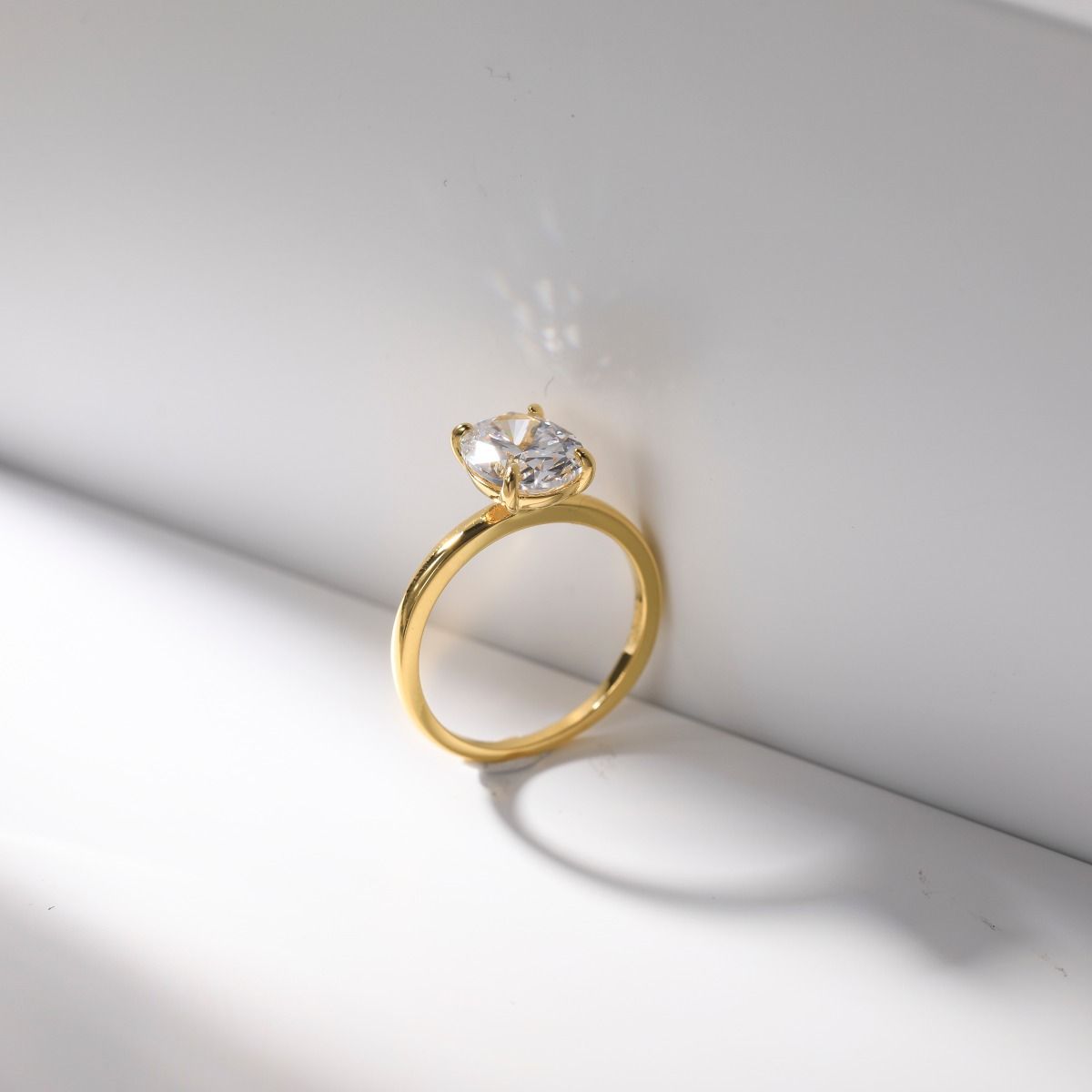 3ct 14k Gold Plated 925 Sterling Silver Rings Oval Cut Zirconia Diamond Solitaire Women Engagement Bands