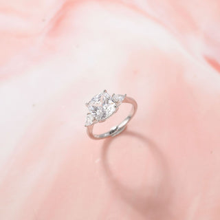 3Ct 925 Sterling Silver Rings 3-Stone Princess Square Cut Cubic Zirconia CZ Women Engagement Bands