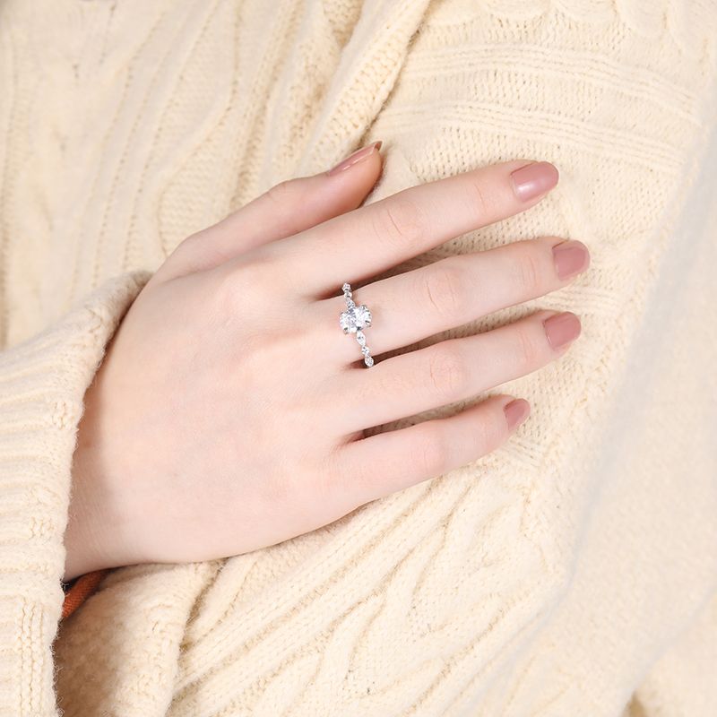 925 Sterling Silver Ring Women Oval Cut Cubic Zirconia Engagement Rings