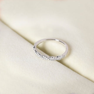 Rose Gold 925 Sterling Silver Ring Women Cubic Zirconia Twisted Rope Eternity Ring