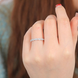 Rose Gold 925 Sterling Silver Ring Women Cubic Zirconia Twisted Rope Eternity Ring