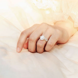 925 Sterling Silver Teardrop Bridal Rings Sets Cubic Zirconia Women Wedding Bands