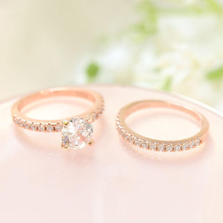 1.25 Ct 925 Sterling Silver Bridal Ring Sets Round CZ Women Rose Gold Engagement Wedding Bands