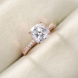 3.5Ct Rose Gold 925 Sterling Silver Rings Cushion Cut Cubic Zirconia CZ Women Engagement Bands