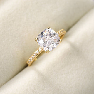 3.5Ct 14k Gold Plated 925 Sterling Silver Rings Cushion Cut Cubic Zirconia CZ Women Engagement Bands