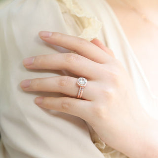 Rose Gold 925 Sterling Silver Bridal Rings Sets Cubic Zirconia Halo CZ Women Engagements Wedding Bands