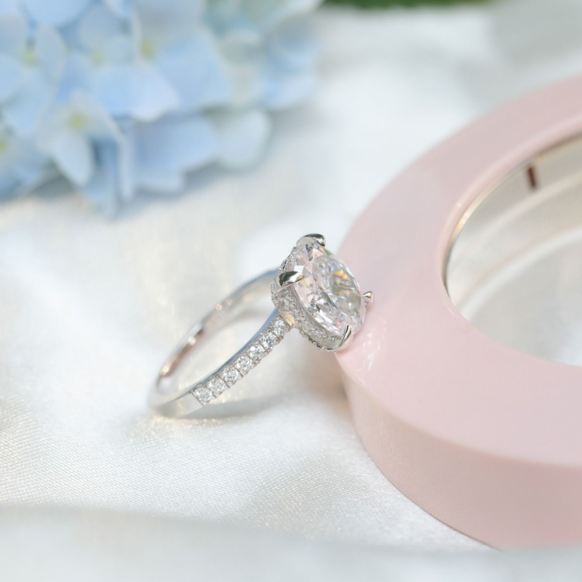 3Ct 925 Sterling Silver Rings Oval Cut Cubic Zirconia Women Engagement Bands