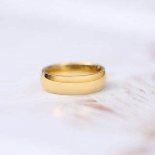 6mm Gold Color Titanium Band Rings Dome High Polished