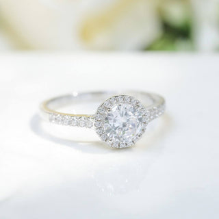 1.25Ct 925 Sterling Silver Rings Round Halo CZ Women Cubic Zirconia Engagement Bands