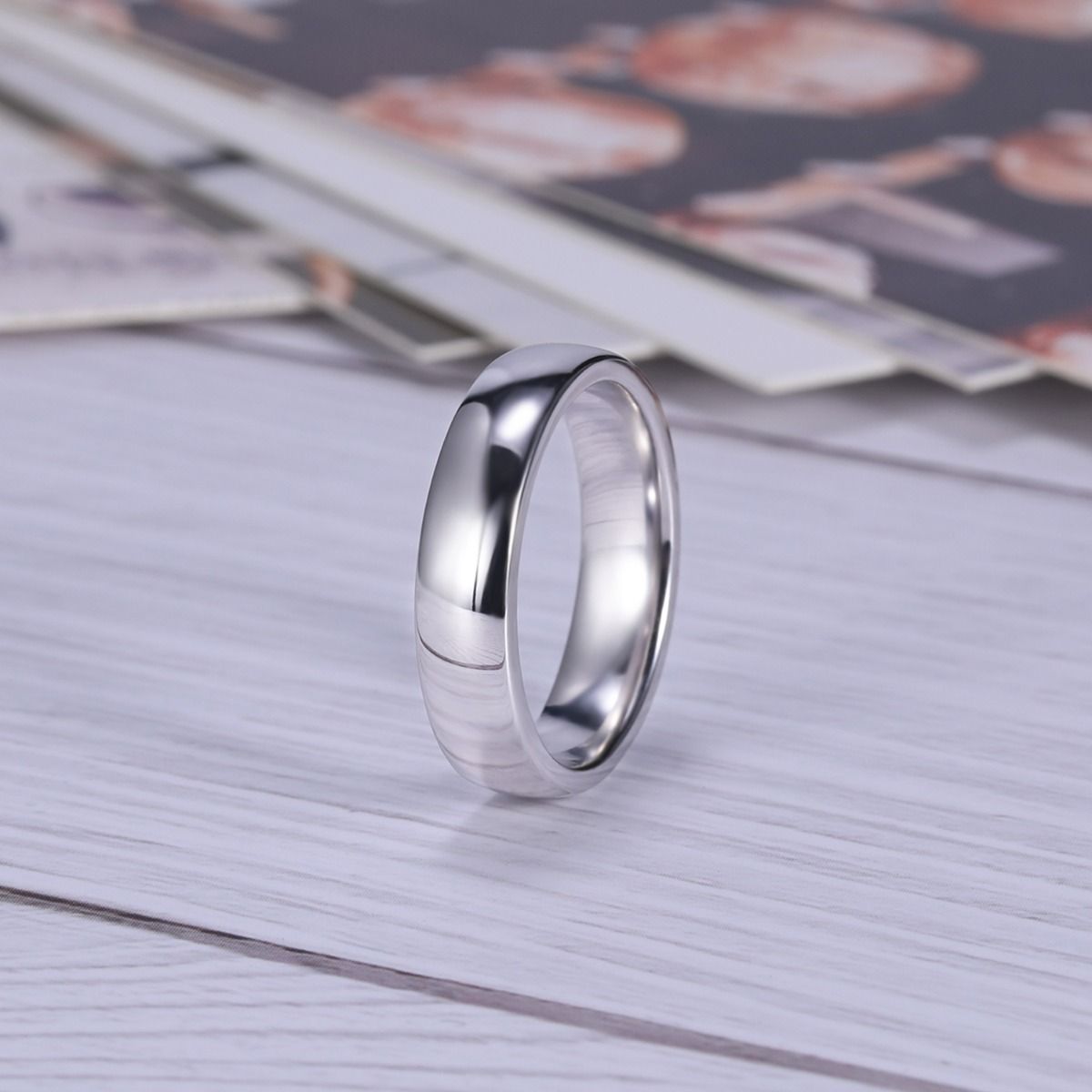4mm High Polished Women 925 Sterling Silver Rings Wedding Bands