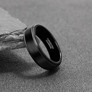 6mm Black Tungsten Carbide Ring Brushed Ring Men Women Wedding Bands