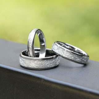 4mm Tungsten Carbide Rings Men Women Silver Dome Polished Imitation Meteorite Inlay Ring