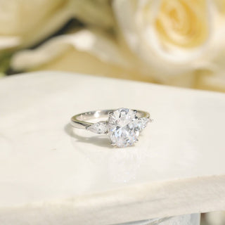 925 Sterling Silver Ring 3Ct Zircon 3-Stone Oval Cut Women Engagement Bands