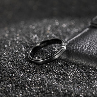 4mm Black Tungsten Carbide Ring Brushed Ring Men Women Wedding Bands