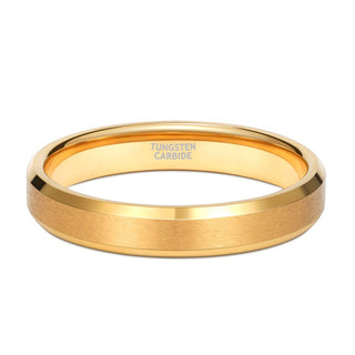 4mm 24K Gold Plated Tungsten Rings For Men Brushed Wedding Bands