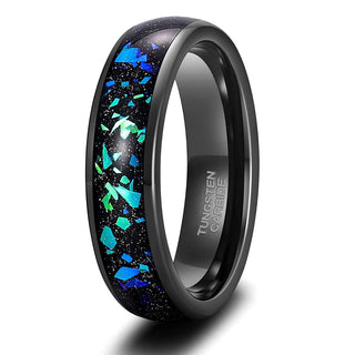 6mm Men Tungsten Rings Galaxy Created-opal Inlay Polished Ring