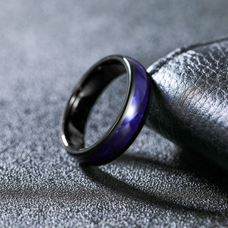 6mm Tungsten Carbide Rings Men Women Blue Crushed Shell Domed High Polished Wedding Bands