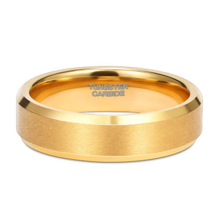 6mm 24K Gold Plated Tungsten Rings For Men Brushed Wedding Bands