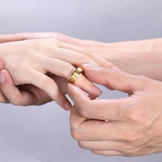 8mm 24K Gold Plated Tungsten Rings For Men Brushed Wedding Bands
